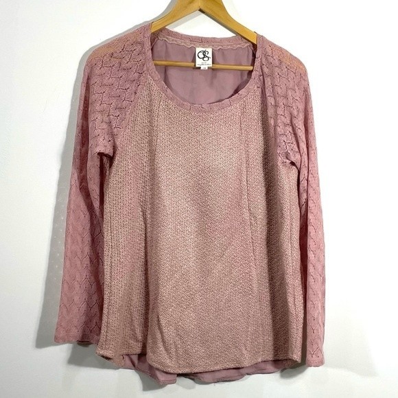 Anthropologie One September M Rosanella Lace Knit Blouse Top Pink - Picture 2 of 10